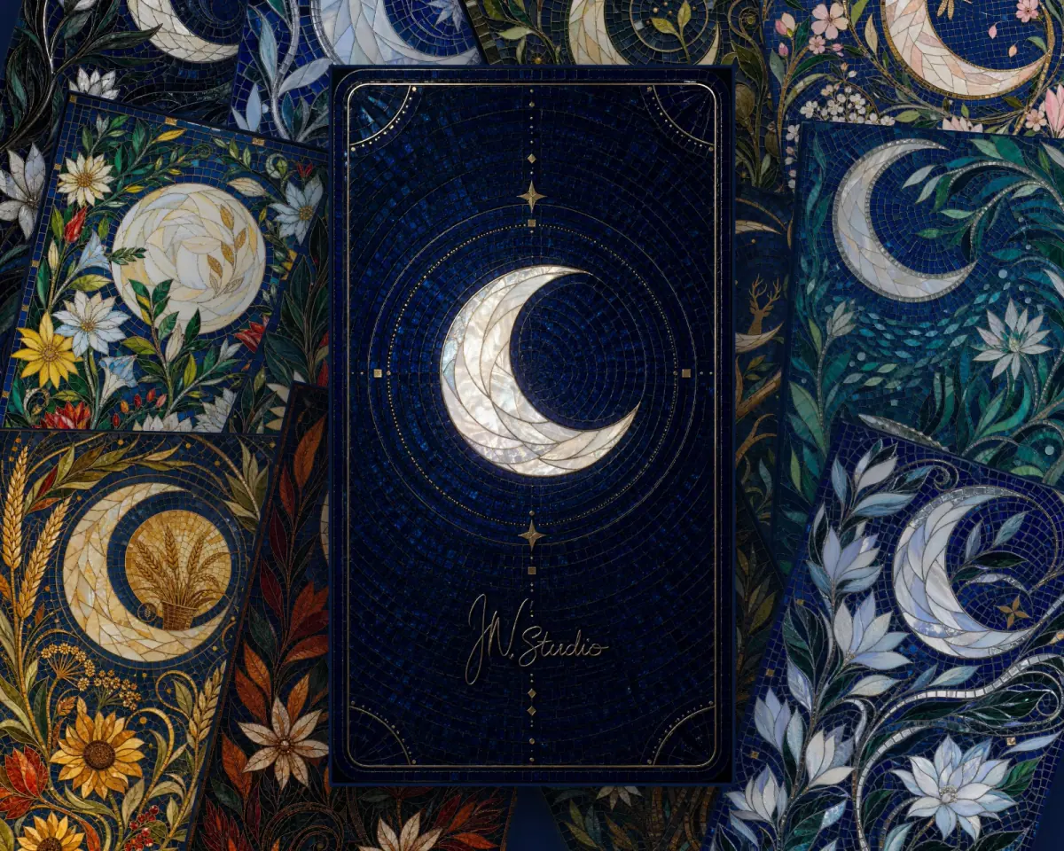 Le jeu de cartes L'Oracle des Lunes, étalé